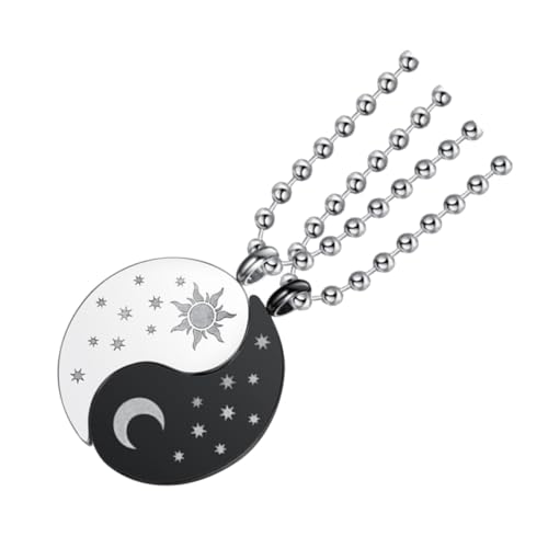 CLISPEED Einzigartige Partnerkette mit Mond Anhänger Modischer Splicing Schmuck Langlebige Titanstahl Halskette Perfektes für Freunde Freundschaft und Liebe von CLISPEED
