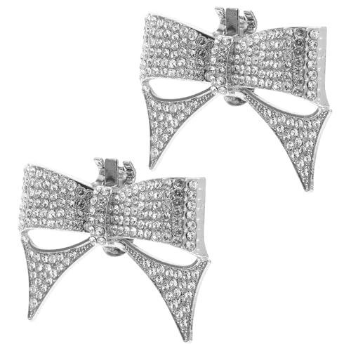CLISPEED Elegante Bowknot Schuhdekoration mit Strassstein Abnehmbare Silberne Schleifen ornamente Modische Schuhaccessoires für Damen für Hochzeit Party DIY schmuckgestaltung von CLISPEED