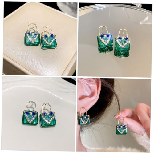 CLISPEED Elegante Ohrstecker Damen Ohrschmuck Grün Schloss Design Leicht Metall Schmuck für Frauen und Mädchen Alltag und Geschenk von CLISPEED