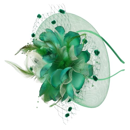 CLISPEED Eleganter Braut Haarschmuck Vintage Netz Perlen Fascinator Haarklammer Kopfbedeckung für Hochzeit Party Brautmode Grün von CLISPEED