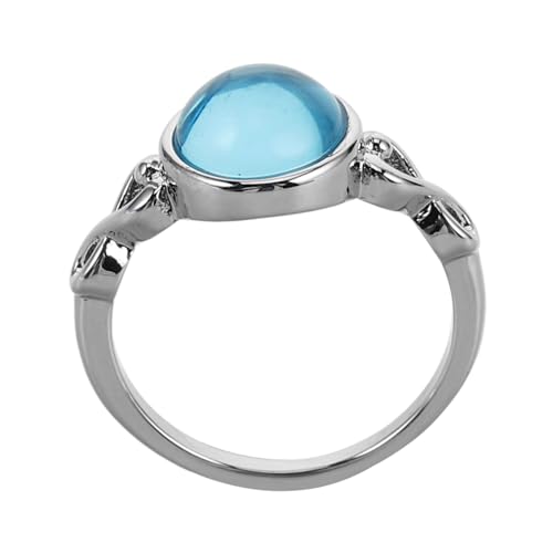 CLISPEED Eleganter Damenring Aquamarinblauem Modischer Vintage Mondstein Schmuck für Hochzeit Verlobung und Alltag und Langlebig von CLISPEED