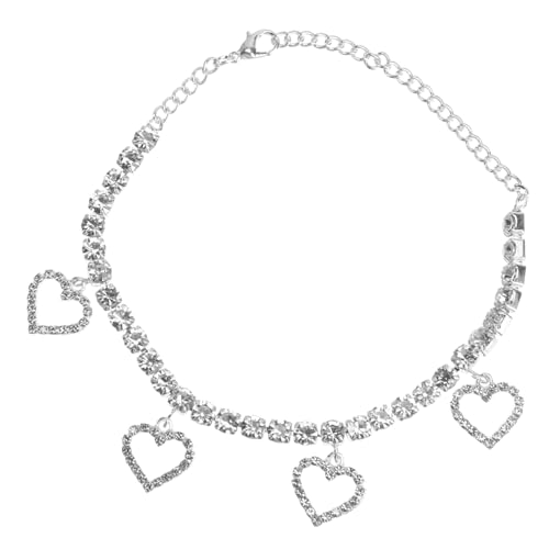 CLISPEED Elegantes Damen Fußkettchen mit Funkelndem Herz anhänger Verziert mit Strahlenden Strasssteinen für Strandpartys und Alltag Robustes Design Vielseitiger Schmuck für Frauen von CLISPEED