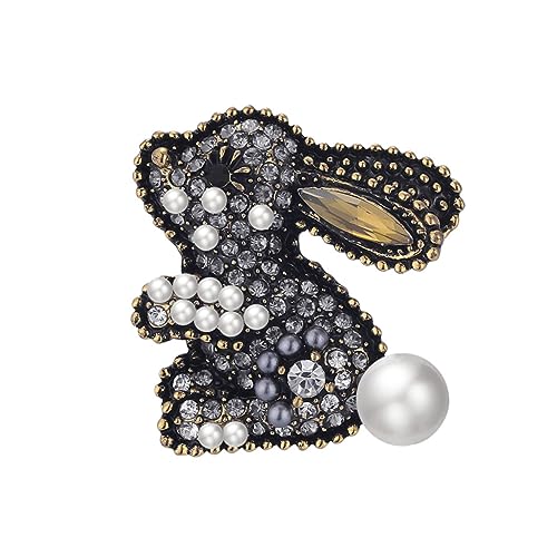 CLISPEED Entzückende Kaninchenbrosche mit Perlen Kristallen Elegantes Broschenclip für Partys Anlässe Vielseitig Einsetzbar Brustnadel für Kleider Taschen von CLISPEED