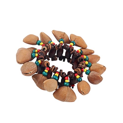 CLISPEED Ethnisch Gestaltetes Nut Shell Handbell Armband Handgefertigt Natürliche Nussschalen Einheitsgröße Klangvolles Percussion Musikinstrument für Dejembe und Begleitung von CLISPEED