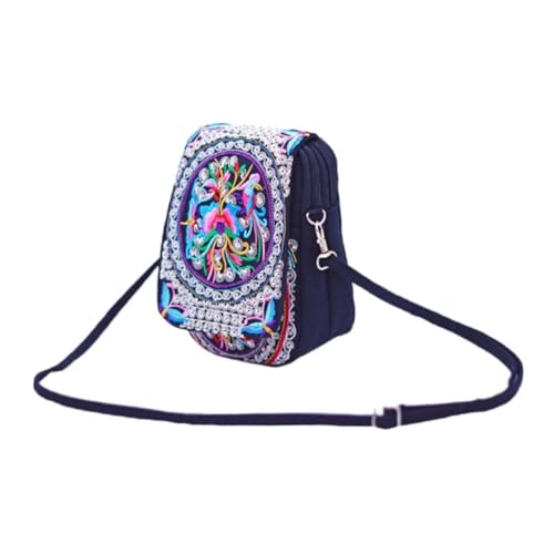 CLISPEED Ethnische Damen Handytasche Umhängetasche Leicht Tragbare Mini Geldbörse Kratzfest Vintage Stil All Match Outdoor Cellphone Holder Schultertasche von CLISPEED