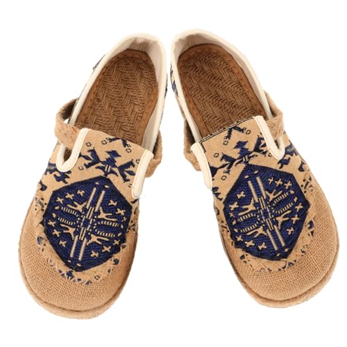 CLISPEED Ethnische Damen Stoffschuhe Sommerlich Atmungsaktiv Handbestickt Flache Leichte Leinen Schuhe Für Alltag Und Stilvolle Anlässe Blau von CLISPEED