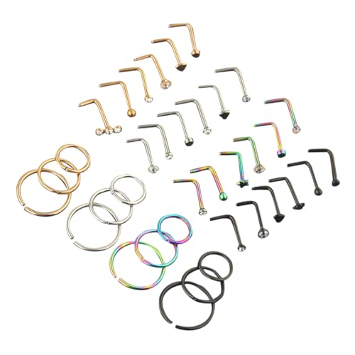 CLISPEED Fake Nose Rings aus Edelstahl Teiliges Nasenpiercing Schmuck Rostfrei Hautfreundlich Schmerzfrei Tragbar Modisch für Damen und Mädchen Vielseitig Kombinierbar von CLISPEED