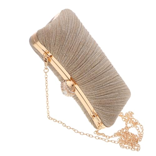 CLISPEED Falten Clutch Abendtasche für Damen Glitzernde Party Handtasche aus Satin mit Vielseitiger Tragemöglichkeit Kleine Umhängetasche für Hochzeit Abschlussball Festliche Anlässe von CLISPEED