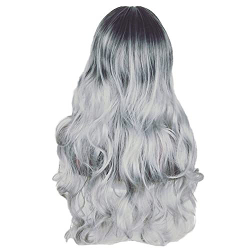 CLISPEED Farbverlauf Langhaar Perücke Damen Mittellang Lockig Blunt Bangs Modisch Atmungsaktiv Komfortabel Party Cosplay Zubehör Schwarz CLISPEED Farbverlauf Langhaar Perücke Damen Mittellang Lockig Blunt Bangs Modisch Atmungsaktiv Komfortabel Party Cosplay Zubehör Schwarz von CLISPEED