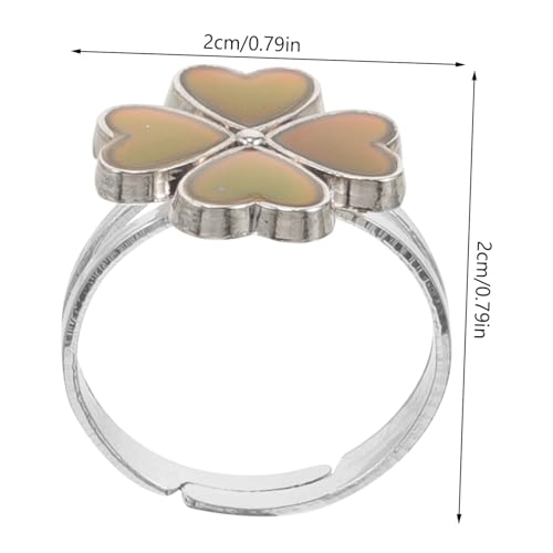 CLISPEED Farbwechselnder Stimmungsring für Mädchen Vierblättriger Kleeblatt Modischer Ring Temperaturabhängig Farbverändernd Süßes Design und Langlebig Vielseitig Kombinierbar von CLISPEED