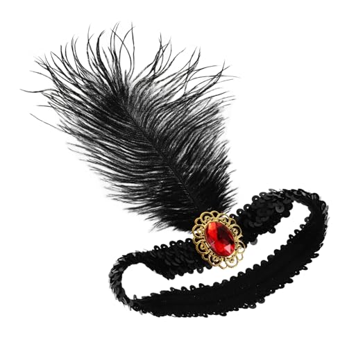 CLISPEED Kopfschmuck Damen-stirnband Mit Pailletten Und Federn Flapper-stirnband Im Vintage-stil Für Karnevalsparty Und Kostüm Der Jahre von CLISPEED