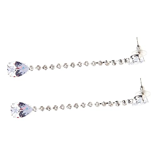 CLISPEED Feine Zirkonia Ohrhänger Silber Lange Tropfen Ohrringe Filigrane Hängende Damenohrringe Eleganter Schmuck für Party und Alltag von CLISPEED
