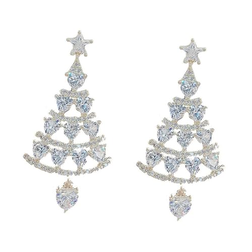 CLISPEED Festliche Weihnachtsbaum Ohrringe Silberfarben Damen Mädchen Dangle Schmuck für Weihnachten Feiertage Party von CLISPEED
