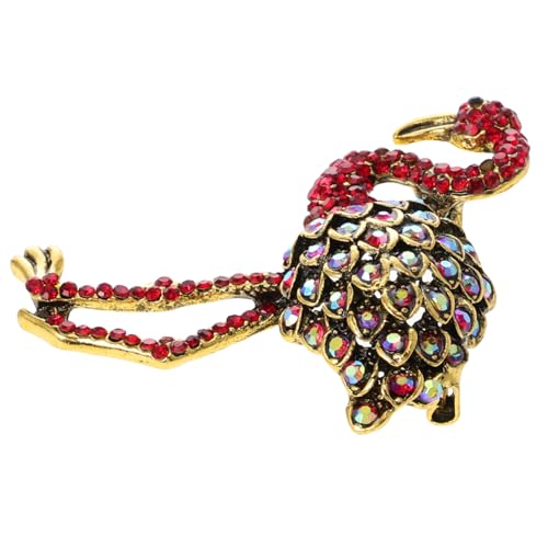 CLISPEED Flamingo Brosche für Damen Legierungsanstecknadel für Kleidung Multi Purpose Clip Accessoire für Hochzeiten Partys Alltagsmode Rot von CLISPEED