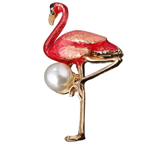 CLISPEED Flamingo Brosche mit Perle Emaillierte Anstecknadel Legierung Kreatives Design Modisches Accessoire für Damen für Hochzeit Geburtstag Party von CLISPEED