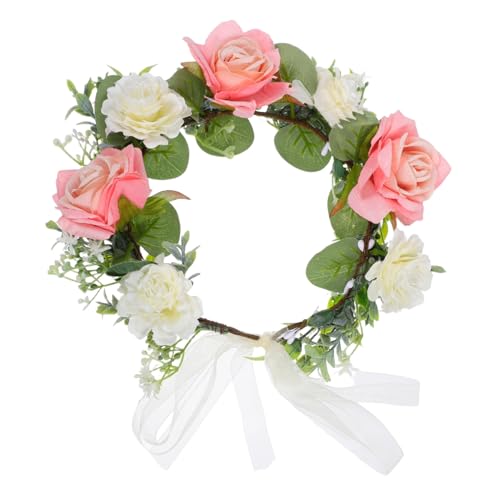 CLISPEED Flower Headband Verblassungsresistente Farben Verstellbar Komfortabel Leicht Geflochtenes Rosenkranz Haarband Für Frauen Hochzeiten Festliche Anlässe Vielseitig Als Haarband von CLISPEED