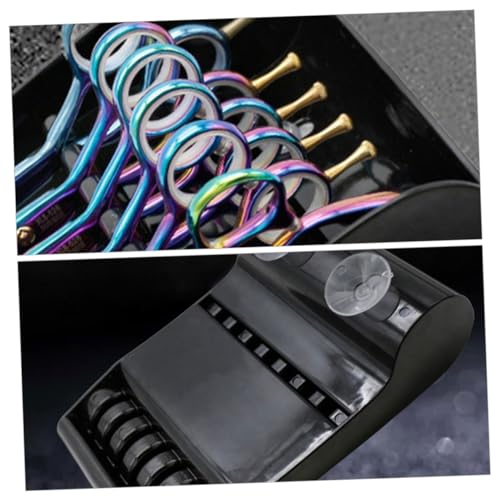 CLISPEED Friseurscheren Halter Professioneller Organizer für Haarschneidewerkzeuge Eleganter Scherenständer mit Saugnapf Platzsparend und Stabil für Friseursalons und Barbershops von CLISPEED