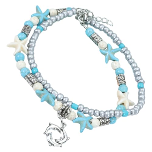 CLISPEED Fußkettchen Damen Muschel und Stern Design Verstellbare Strand Fußkette für Frauen Elegantes Schmuckarmband Einstellbar Accessoire für Sommerurlaub und Strandmode von CLISPEED