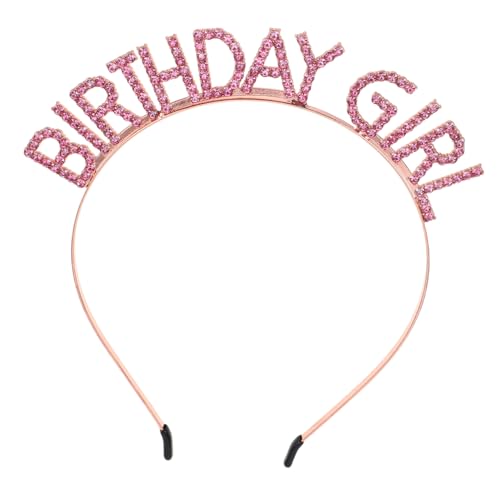 CLISPEED Geburtstagskrone für Mädchen Pinkes Funkelndes Stirnband mit Strasssteinen Leichtes Bequemes Haarband für Kleinkinder und Damen für Geburtstagsfeiern und Partys von CLISPEED