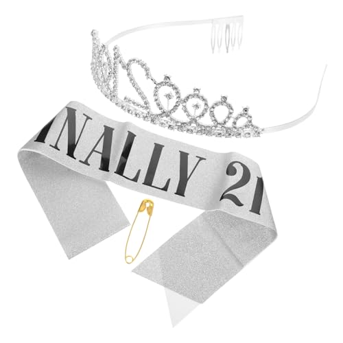 CLISPEED Geburtstagskronen mit Silberner Tiara und Schärpe Leichtes Party Accessoire für Unvergessliche Feier Sicheres Material Passend für Erwachsene Langlebig für Tag und Nacht von CLISPEED