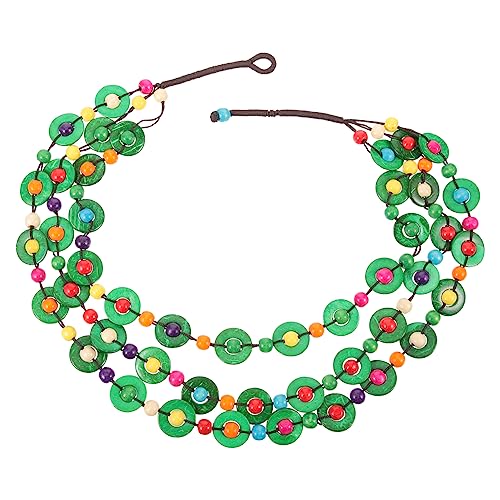 CLISPEED Geflochtene Holzperlenkette Vintage Perlenkette gewebte Halskette Frauen Mädchen zierlich Halskette für Frauen Halskette Perlen Boho-Accessoires sommerliche Strandkette Hölzern von CLISPEED