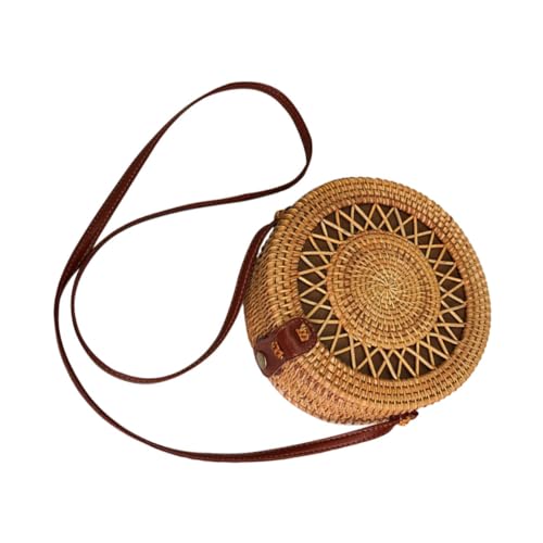 CLISPEED Geflochtene Rattan Umhängetasche Damen Crossbody Bag Kompakte Strandtasche Casual Messenger Bag für Alltag Shopping Freizeit von CLISPEED