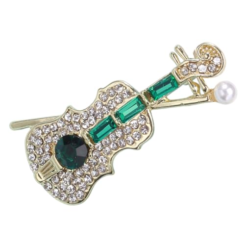 CLISPEED Geigenbrosche Anstecknadel für Damen Einzigartiges Design Schimmernde Legierung Vielseitiges Schmuckaccessoire für Geburtstag Hochzeit Muttertag Festliche Anlässe Grün von CLISPEED