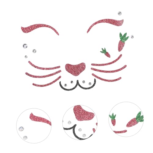 CLISPEED Glitzernde Bunny Face Sticker Temporäre Hasengesicht Aufkleber Hautfreundlich Selbstklebend für Ostern Cosplay Karneval und Bühnen make up Einfache Anwendung Langanhaltend von CLISPEED