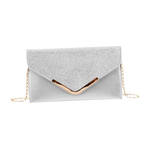 CLISPEED Glitzernde Damen Clutch Abendtasche mit Kettenriemen Umhängetasche für Hochzeit und Party Abendhandtasche Sichere Verschluss Vielseitig für Festliche Anlässe Geeignet von CLISPEED