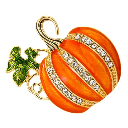 CLISPEED Glitzernde Kürbis Brosche mit Strassdetails Herbstliches Ansteckpin für Damen Robuste Emaille Farbecht Leichter Schmuck für Pullover und Jacken an Thanksgiving von CLISPEED
