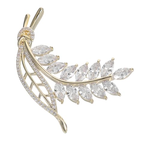 CLISPEED Glitzernde Zirkonia Blattbrosche für Damen Anstecknadel für Anzüge und Kleider Unisex Metallabzeichen mit Natürlichem von CLISPEED