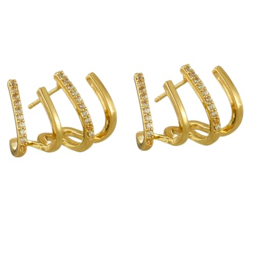 CLISPEED Gold Vergoldete Ohrstecker Damen mit Zirkonia Krallen Design Modische Ohrhänger Leicht Hautfreundlich Schmuck von CLISPEED
