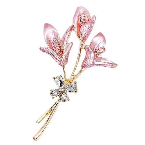 CLISPEED Goldene Lilienbrosche mit Strass Anstecknadel für Kleidung Schal Hut und Jackett Eleganter Blüten Design Schmuck für Damen Langlebiges Legierungsmaterial für Besondere Anlässe von CLISPEED