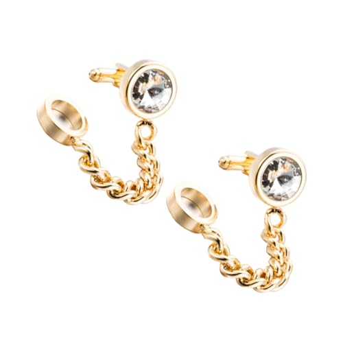 CLISPEED Goldene Manschettenknöpfe mit Kristallverzierung Langlebiges Rostfreies Design Leichtes Herren Hemd Accessoire Stilvoller Schmuck für Business und Besondere Anlässe von CLISPEED