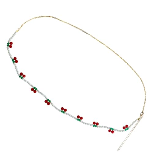 CLISPEED Goldene Perlen Taillenkette mit Kirschmotiv Langlebige Legierung Modisches Bauchkettchen für Strand Bikini und Alltag Auffälliges Einzigartiges Design für Damen und Mädchen von CLISPEED