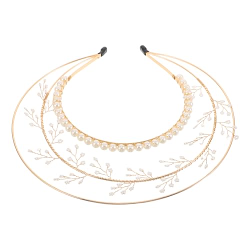 CLISPEED Goldene Tiara mit Blumen und Perlen Handgefertigter Braut Headpiece für Hochzeiten Festivals und Cosplay Leicht und Langlebig von CLISPEED