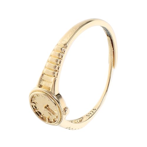 CLISPEED Goldene Verstellbare Uhr-Ring Damen Schmuck mit Mini-uhrzeit Eleganter Vintage Uhr-schmuckring für Alltag und Festliche Anlässe Stilvolle Damenuhr ohne Steine Praktisches Geschenk von CLISPEED