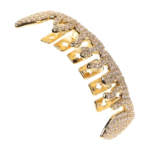 CLISPEED Goldener Mundgrill mit Funkelnden Strasssteinen Clip Zahnschmuck für Männer Hip Hop Style Langlebige Echtvergoldung Auffälliges Rapper Kostümzubehör Trendiger Zahnschmuck von CLISPEED