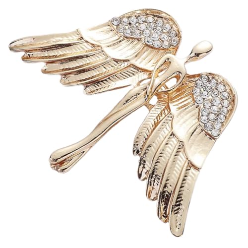 CLISPEED Goldfarbene Engelsflügel Anstecknadel aus Einzigartige Brosche für Herren Anzug Vielseitige Kleidung und Hut Deko Strahlender Kristallbroschen Schmuck für Männer und Damen von CLISPEED