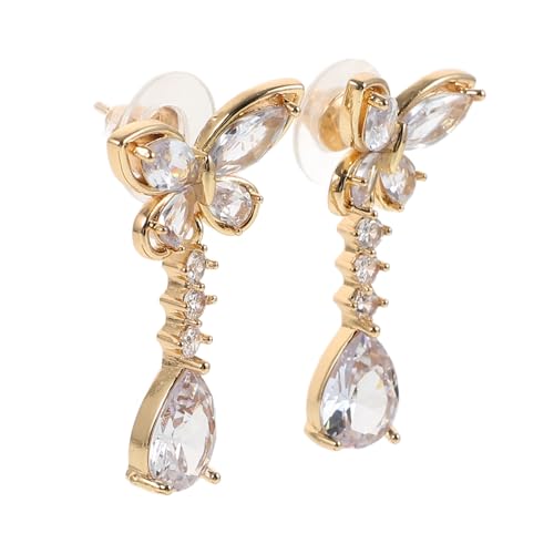 CLISPEED Goldfarbene Schmetterling Tropfenohrringe Damen Ohrhänger mit Zirkonia Leicht Langlebig Modisch für Besondere Anlässe und Vielseitige Outfits von CLISPEED