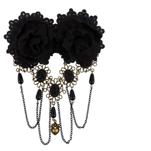 CLISPEED Kopfschmuck Mit Spitze Und Blumen Damen Haarspange Schwarz Handgefertigt Partyspange Hutspange Für Frauen Haarspange Für Festivals Und Hochzeiten von CLISPEED