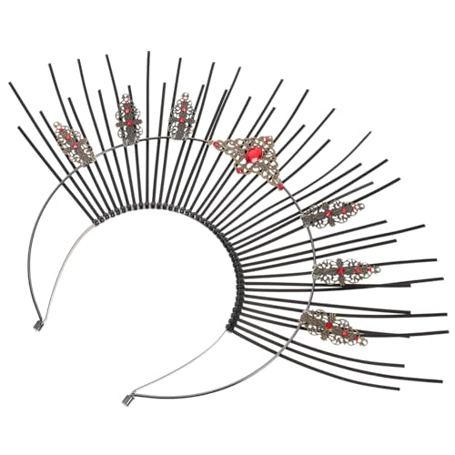 CLISPEED Gothic Sonnenkranz Stirnband Schwarz Party Haarschmuck Damen Kranz Kopfschmuck DIY Kopfband für Hochzeit Fest Festliche Anlässe von CLISPEED