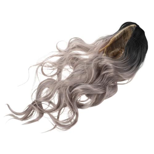 CLISPEED Gradient Graue Lange Perücke Damen Wellenförmige Hitzebeständige Synthetikperücke mit Natürlichem Look Verstellbares Netz für Alltag Party Halloween und Cosplay von CLISPEED