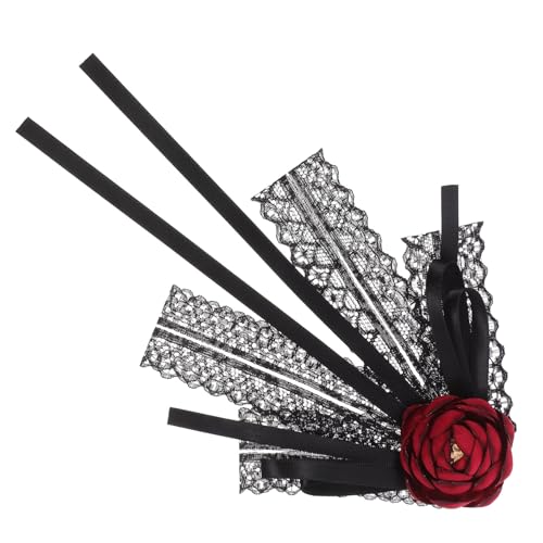 CLISPEED Große Brosche Schleife aus Stoff und Spitze Leichte Metallbrosche als Eleganter Anstecker für Damen Blusen Kleider und Schals Vielseitiges Zubehör für Formelle und Outfits Weinrot von CLISPEED