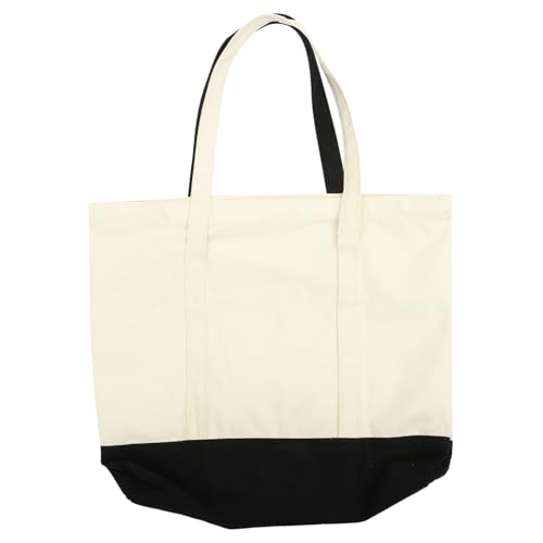 CLISPEED Große Canvas Schultertasche mit Reißverschluss und Seitentasche Wiederverwendbare Einkaufstasche aus Baumwoll leinen Geräumige Tote Bag für Alltag Reise und Freizeit Modische von CLISPEED