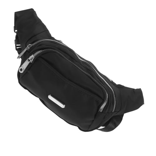 CLISPEED Große Damen Bauchtasche mit Doppelreißverschluss Vielseitige Outdoor Hüfttasche und Crossbody Bag Wasserabweisend Modisch in Schwarz Geräumige Damenhandtasche für Alltag und von CLISPEED