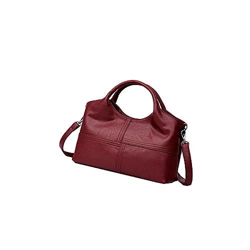 CLISPEED Große Damen Schultertasche Vintage Handtasche aus Weichem PU Tote Tasche mit Viel Stauraum für Büro und Alltag Umhängetasche in Weinrot für Frauen und Damen von CLISPEED