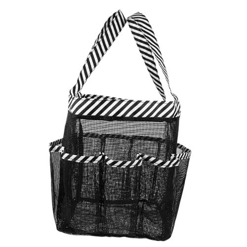 CLISPEED Große Fächer Kosmetiktasche mit Netzfächern Tragbarer Kulturbeutel für Toilettenartikel und Make Up Multifunktionale Reise Organizer Tasche in Schwarz mit Feinen Streifen Leicht von CLISPEED