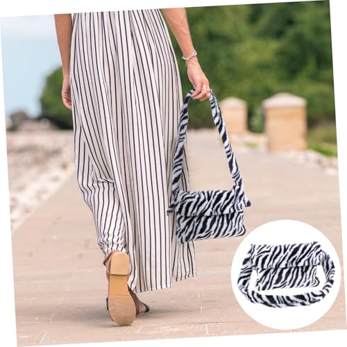 CLISPEED Große Flauschige Umhängetasche Damen Weiche Plush Crossbody Bag mit Zebra Muster Geräumige Schultertasche für Herbst Winter Langlebige Handtasche für Alltag Reisen Party von CLISPEED