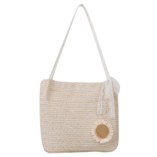 CLISPEED Große Geflochtene Schultertasche Damen Strandtasche aus Leichtem Strohgeflecht Sommer Große Handtasche für Alltag Shopping Urlaub Party Modische Tote Bag mit Viel Stauraum von CLISPEED